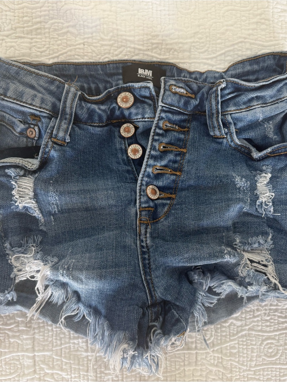 I&M Black Label Medium Blue Button-Fly Denim Shorts